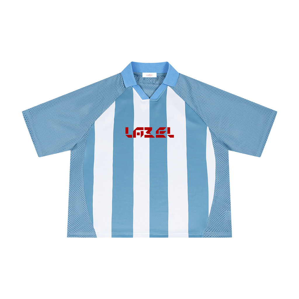LABEL Unisex Striped Mesh Boxy Soccer Jersey